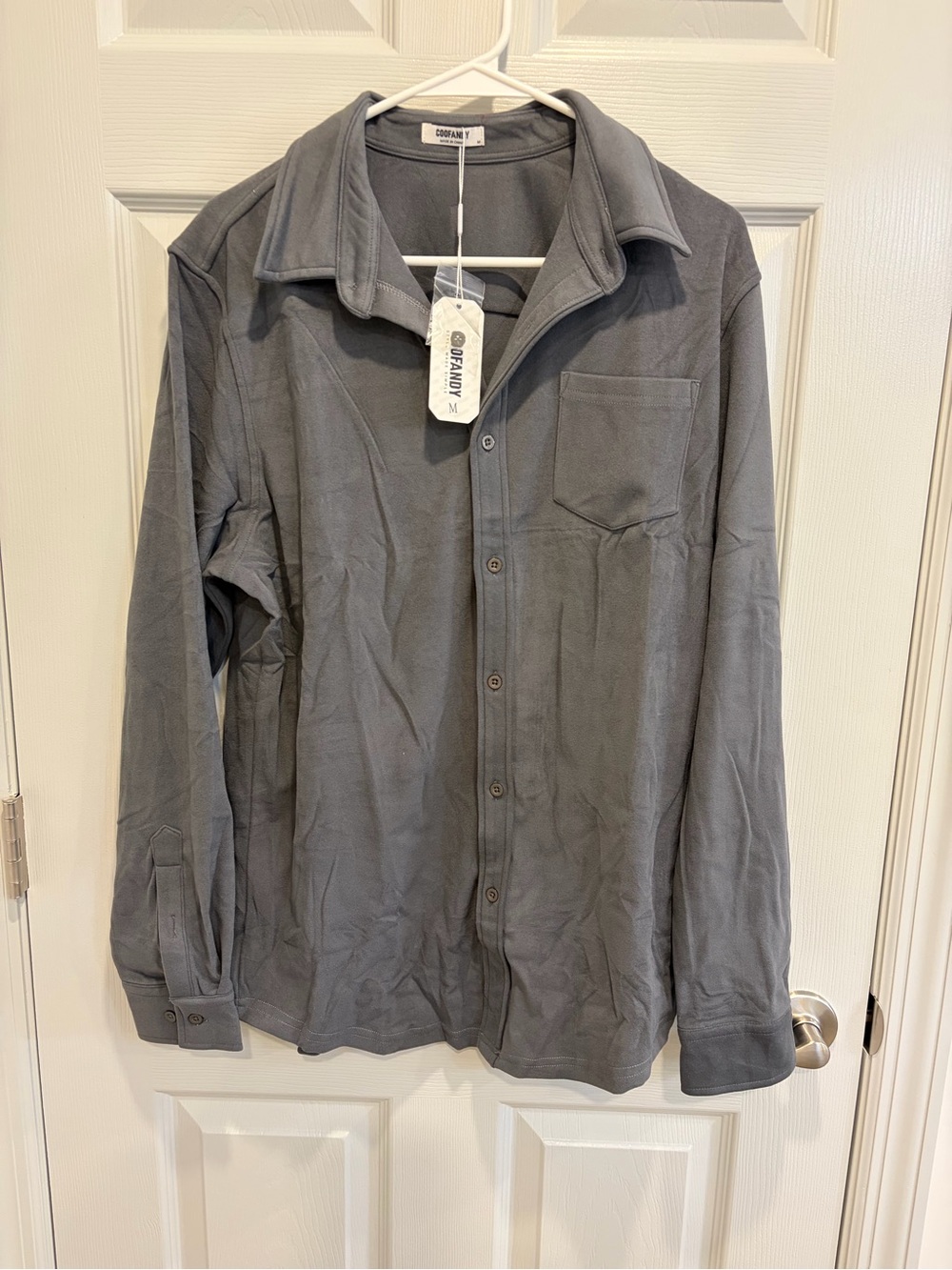 Coofandy Men's Gray Long-Sleeve Button-Down Shirt